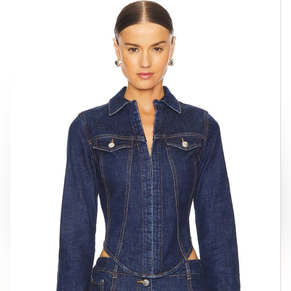 NEW Amanda Uprichard Bristol Top in Dark Blue Heritage Wash - Sz Medium - Picture 2 of 16